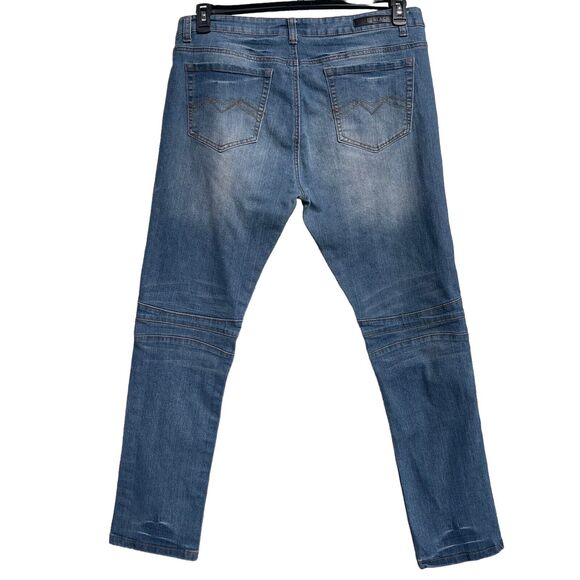 CJ Black SZ 38/32 Skinny Flex Jeans Medium Wash Whiskered Pockets Zip-Fly Mens - Picture 5 of 13